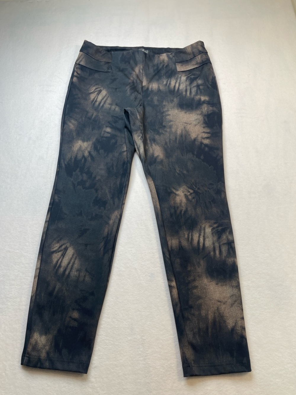 Wonderly Black and Taupe Tie-Dye Slim Straight Pants WOMENS SIZE XL LEGGINGS